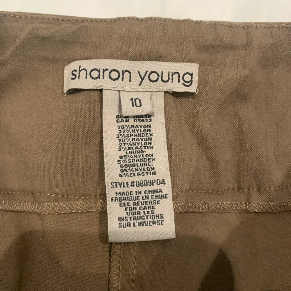 Sharon Young Pants Size 10 Brown Elastic Waist Womens Style 0809PD4 Pull On NWOT - Image 2 of 4