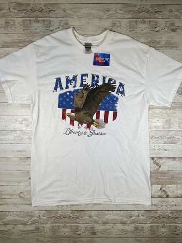 American Flag Men’s White T-Shirt Short Sleeve Patriotic Size Large NEW - Picture 2 of 11