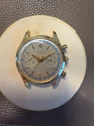 Gubelin Vintage Gold Chronograph Watch 18K Oversized for Repair