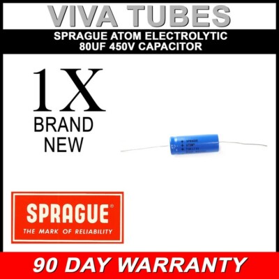 New Sprague Atom 80uF 450V Electrolytic Capacitor 20% 80 uF @450 VDC TVA-1716