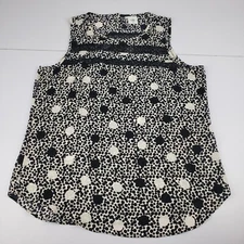 Cabi Jot Dot Polka Dot Blouse Women's Medium Black Ivory Lace Accent Pullover