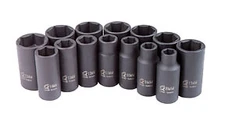 Sunex 3/8" dr Metric Mid-Length, Semi-deep Impact Socket Set, 8-22mm #3328