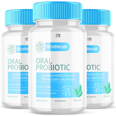 (3 Pack) Best Breath Oral Probiotic, BestBreath Gum Teeth Health (180 Capsules)