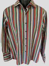 J. Ferrar Modern Fit Men's Large 16-16 1/2 Button Up Shirt Striped Multicolor