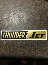 2"X 9" Vintage Remake Sno-Jet THUNDER JET Sticker Black, White and Gold Vinyl