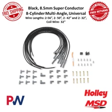 MSD 8.5 mm Super Conductor Spark Plug Wire Set Black, 8 Cylinder, Multi-Angle