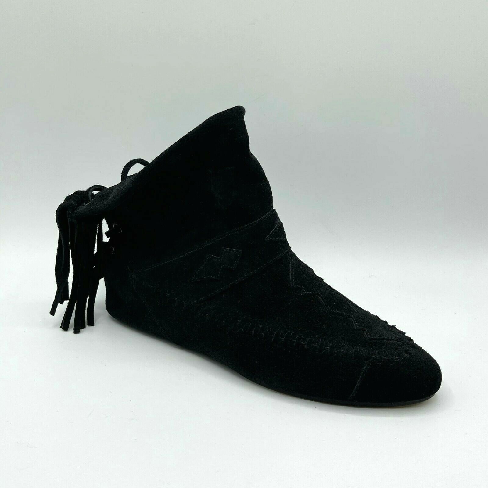 Stivaletti donna Saint Laurent neri scamosciati con frange $995 529286 1000