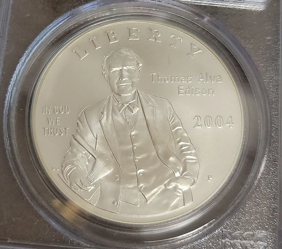 2004 P Thomas Alva Edison Commemorative Unc. Silver Dollar - PCGS MS69 - Image 3 of 4