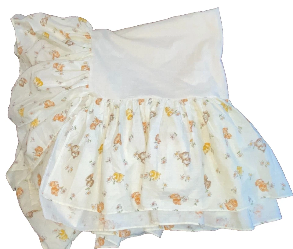 M9!ВАУ! Винтажная юбка для кроватки NOJO Animals Daisy с цветочным узором кролик медведь утка БЕЗ JO - Изображение 2 из 4