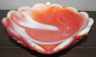 1.75" x 5.5" x 6" Orange White Swirl Hobnail MCM Ceramic Candy Nut Trinket Dish — photo 2