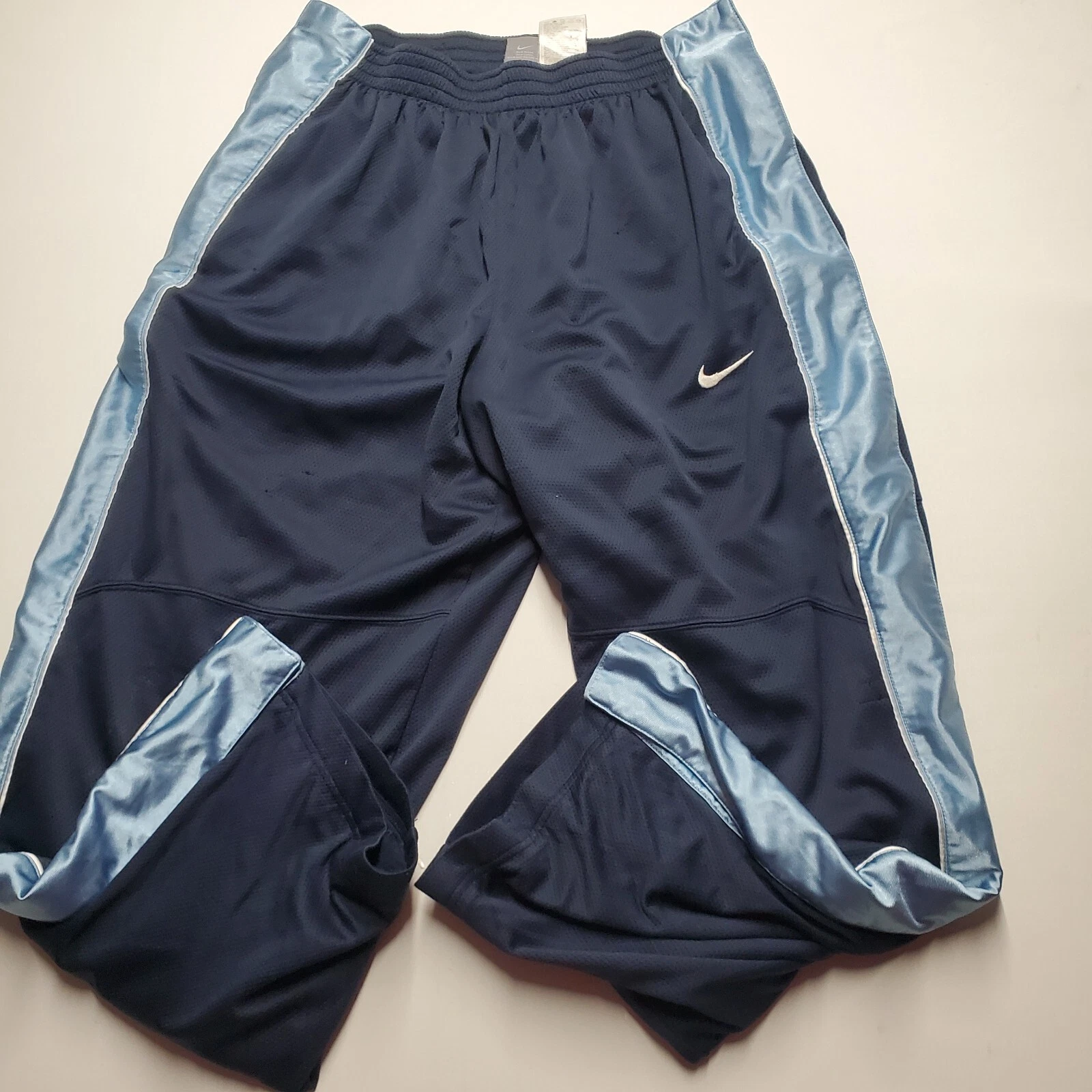 Vintage Nike Tear Away Pants Mens L Large Gray Tag Blue Track Basketball Sweats