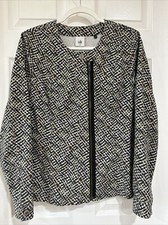 CABI WOMENS TWILL JACKET- ZIP CLOSURE - SLASH POCKETS - BLACK MULTI -SIZE MEDIUM