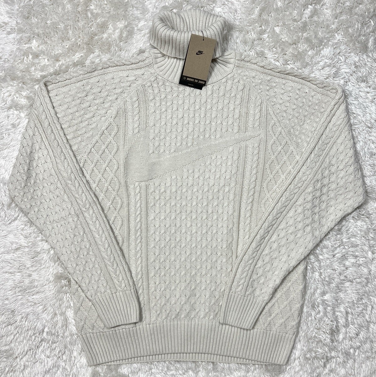 Nike Life Cable Knit Turtleneck Sweater Bone FB7770-072