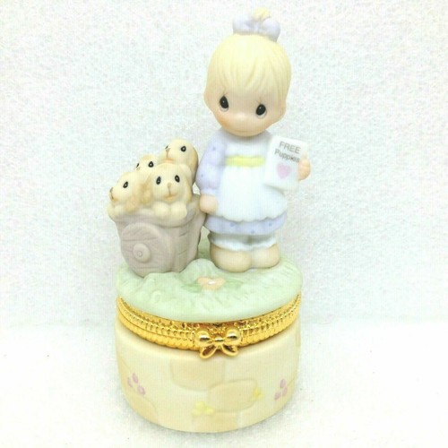 Precious Moments God Loveth a Cheerful Giver Schmuckkästchen Welpen Hund 1998 - Bild 2 von 9