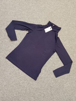 New tag Hobbs XS Mischa roll neck jumper top navy blue stretchy