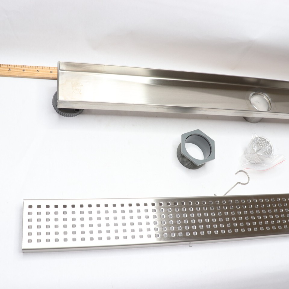 Oatey Linear Shower Drain Square Grate Stainless Steel 32" Watermarks on Drain eBay