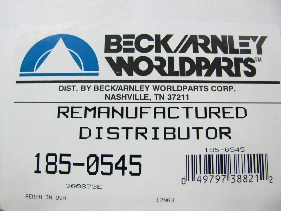 Reman Beck Arnley 185-0545 Distributor 92-94 Mazda MX-3 1.8L V6, 93-94 Probe 2.5 - Image 3 of 3