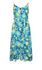 CURVE LADIES BLUE FLORAL PRINT FRILL HEM DRESS NEW (REF 573) SALE