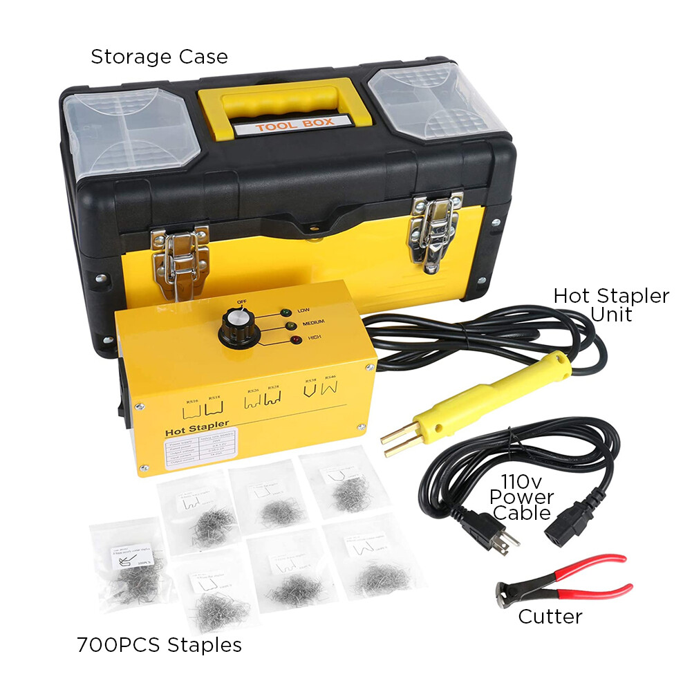Hot Stapler Car Bumper Fender Fairing Welder Gun Plastic Repair Tool +700 Staple-image