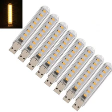 8Led USB Strip Light Portable Mini Book Lamp Night Lights Emergency Light 8Pcs