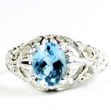 SWISS BLUE TOPAZ Sterling Silver Ladies Ring -Handmade   SR113