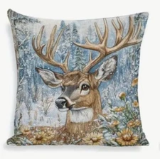 Deer Sika Elk Nature Scene Christmas Double Sided Throw Pillow Cover Home Decor