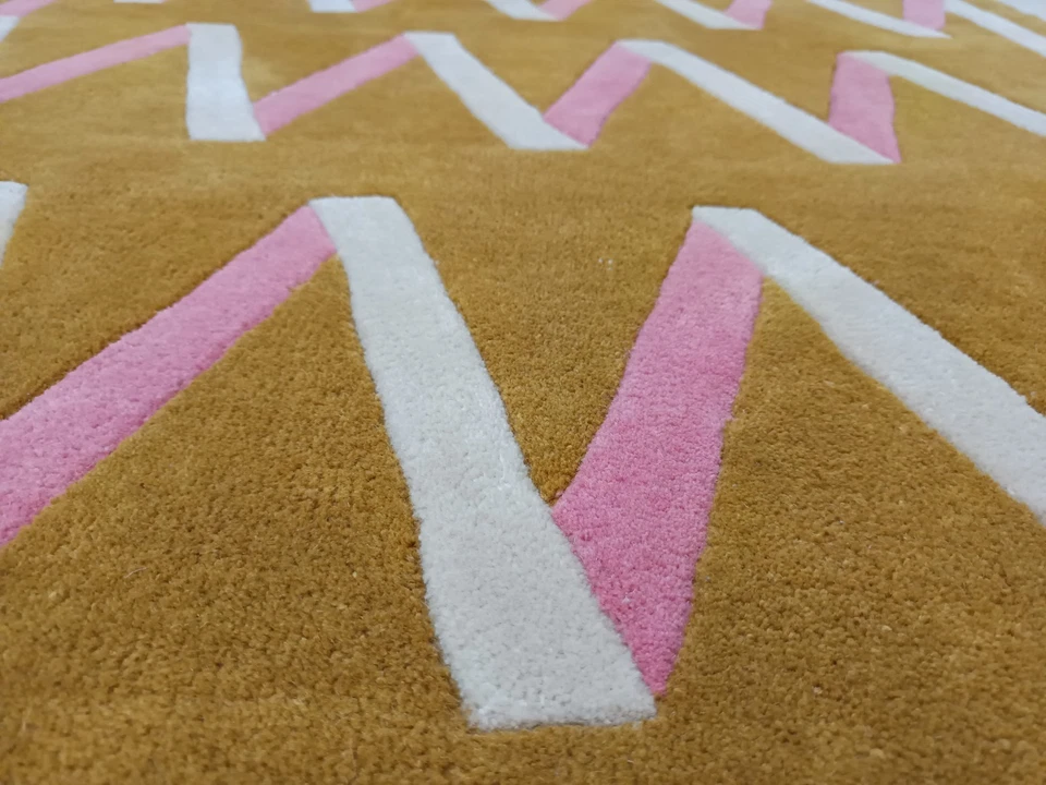 Alfombra de cinta plegable acolchada a mano 100 % lana hecha a mano alfombra para regalo en el hogar Foto 4 de 4