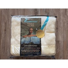 Vintage NOS Fieldcrest Acrylic Full Size Blanket Cream Colored Nylon Satin