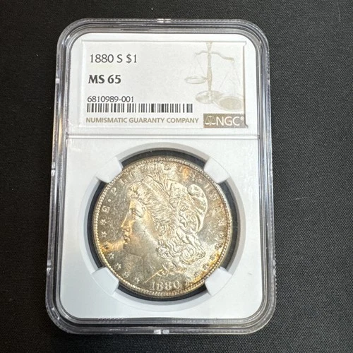 1880-S Morgan Dollar NGC MS65 Beautiful Blue Obv. Toning!!