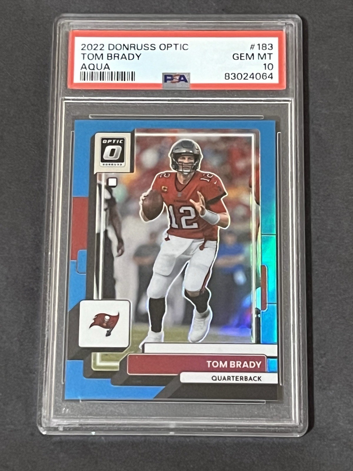 2022 Donruss Optic #183 Tom Brady Aqua Prizm 209/299 - PSA 10 GEM MINT