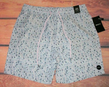 MENS RVCA FLORAL LILAC DRAWSTRING SWIM BOARD SHORTS SIZE M