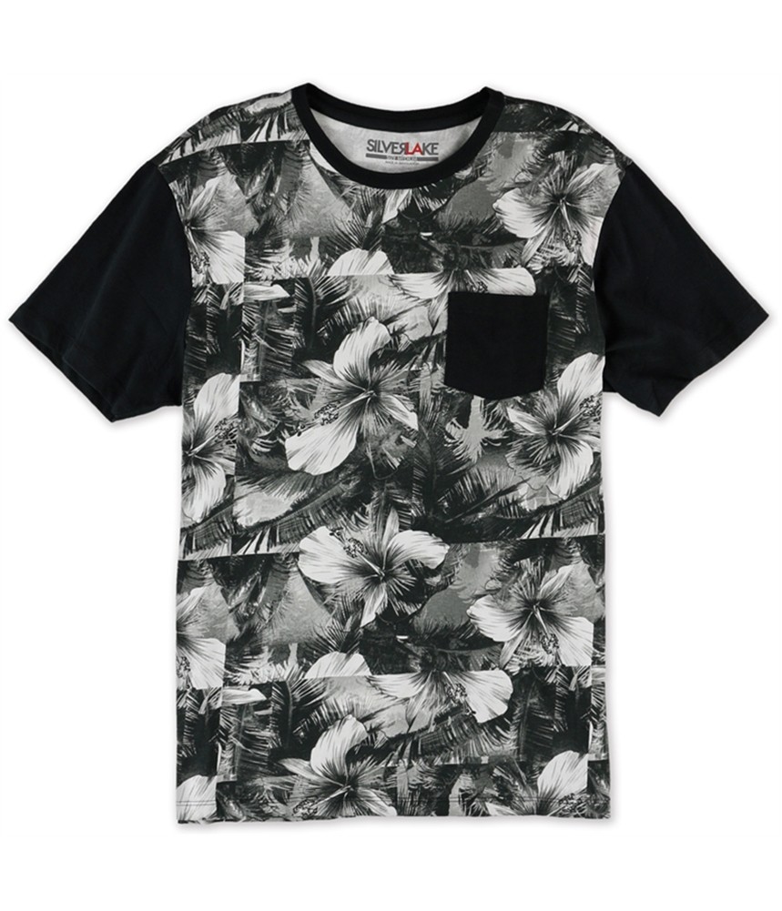Silver Lake Mens Palm Pocket Graphic T-Shirt, Black, Medium