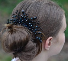 Wedding Bridal Hair Accessories Black Crystal Comb Headband Vine Headpiece