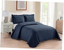 3pc King/Cal King Over Size Luxury Embossed Bedspread Set Light Weight Solid