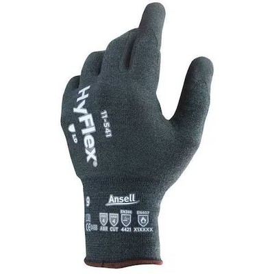 Ansell 11-541 Hyflex Cut-Resistant Coated Gloves, A4 Cut Level, Palm Dipped,