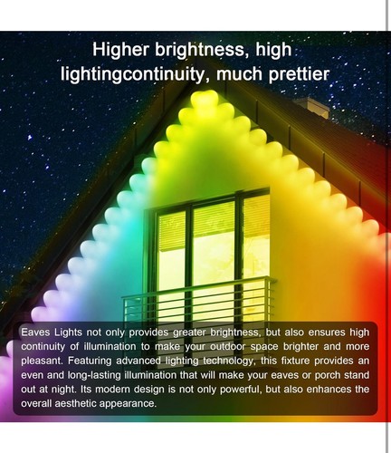 300ft Permanent Outdoor Lights,RGB Eaves Light with App Control Remote,DIY IP... - Picture 10 of 13