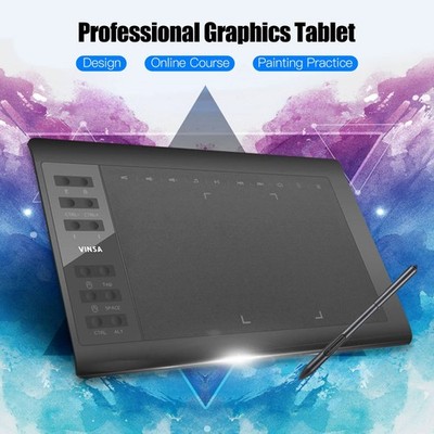 10x6 Grafiktablett Zeichnen mit 12 Express-Tasten Digitalstift für Windows