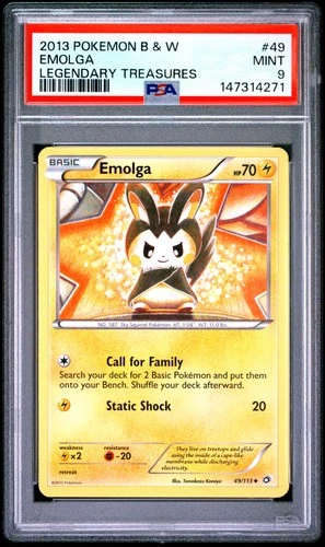 2013 POKEMON BLACK & WHITE LEGENDARY TREASURES #49 EMOLGA PSA 9