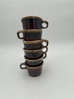 Vintage Hull Pottery USA Brown Drip Glazed Coffee Mugs (Set Of 6) O Handle