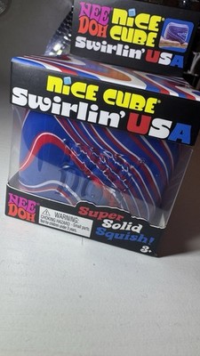 Needoh Super Solid Squish Squeeze Ball Swirlin' USA Blue Red White