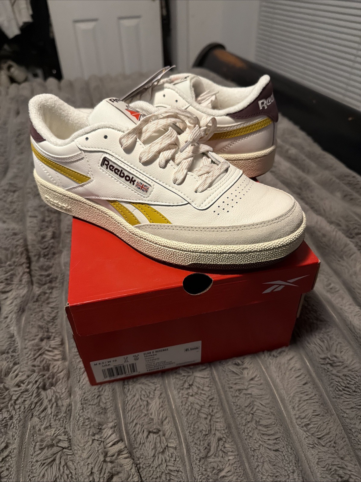 Size 8.5 - Reebok Club C Revenge Chalk/Gold/Cherry