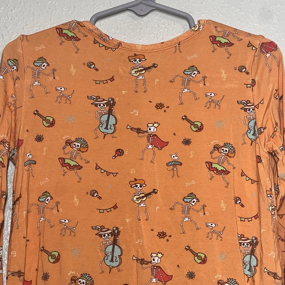 Bellabu Bear Nightgown Girls Size 6Y Orange Long Sleeve Halloween Skeleton - Image 2 of 4