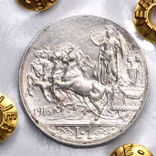 ITALIA REGNO D'ITALIA Vittorio Emanuele III 1 Lira 1916 Quadriga Briosa - AG