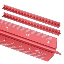 2 Pcs 12 Inch Metric Architectural Triangular Scale Ruler Large Scale, Red