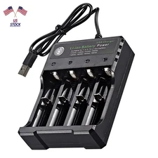 New 4-Slot USB Battery Charger For Rechargeable Lithium Li-ion Batteries 3.7V