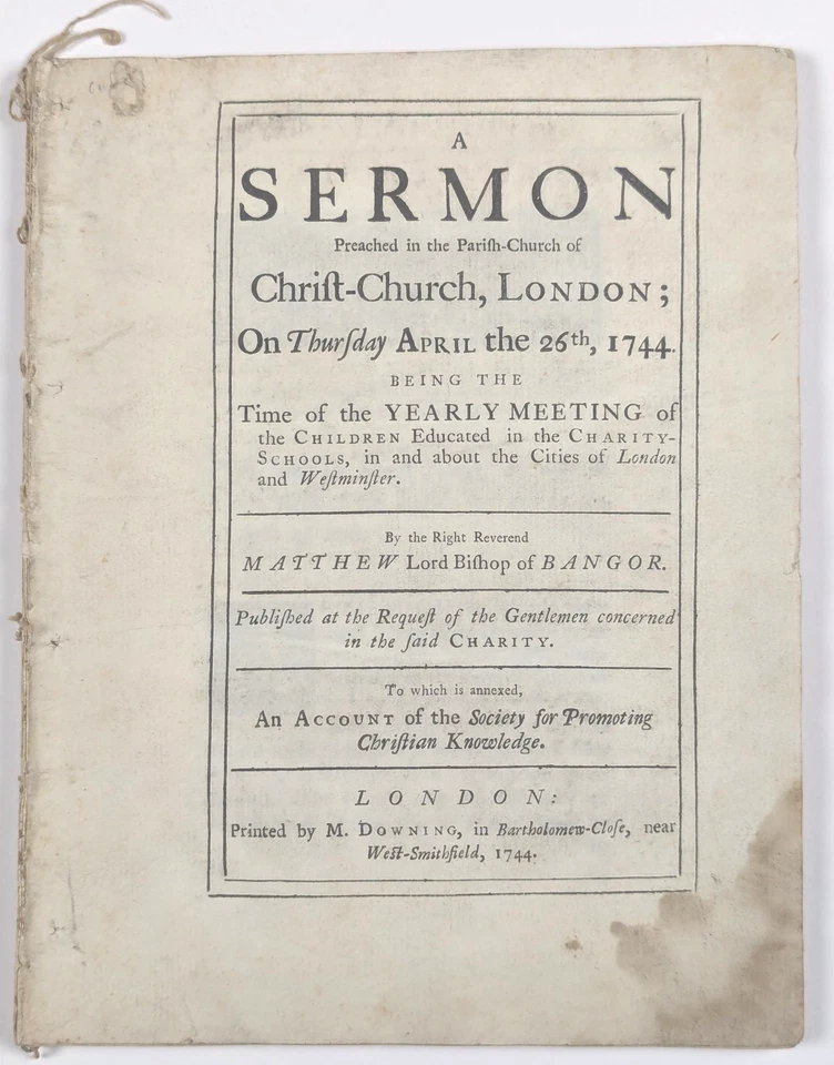 MATTHEW HUTTON British Charity Schools Pamphlet SPCK Report UK & India 1744 - image 2 of 4