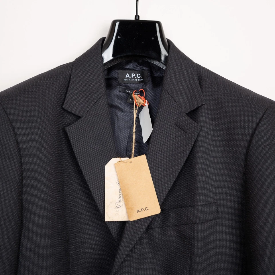 A.P.C. Blazer Off Black Wool Basket Weave Slim Fit Serges Jacket - Image 2 of 4