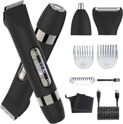 Hatteker 4 in 1 Multifunctional Dual - Head Body Hair Trimmer for Men, Black