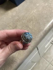 Stephen Dweck ring /hand-carved labradorite flower cabochon  Size 11
