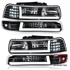 LED Headlight Assembly LED Style Clear Lens Black Housing Clear Reflector